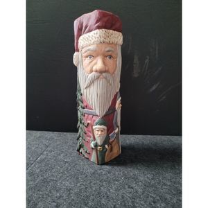 Holiday Pillar Candle Holder Ceramic Glittery 10” Tall Signed Biddie 1992